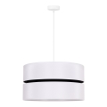 Duolla - Ljuskrona med textilsladd DUO 1xE27/15W/230V diameter 40 cm vit/svart