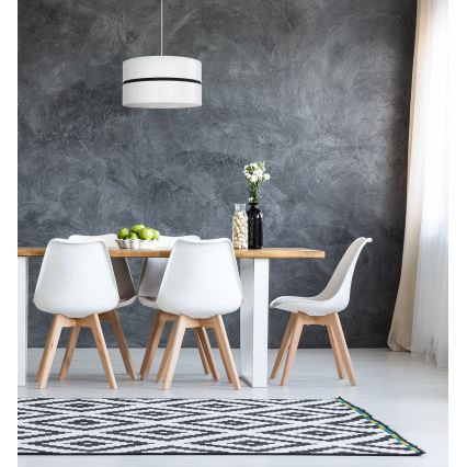 Duolla - Ljuskrona med textilsladd DUO 1xE27/15W/230V diameter 40 cm vit/svart