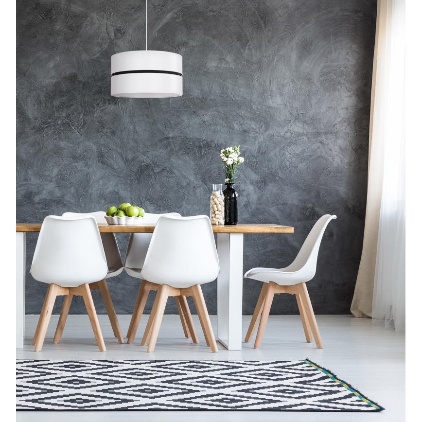 Duolla - Ljuskrona med textilsladd DUO 1xE27/15W/230V diameter 40 cm vit/svart