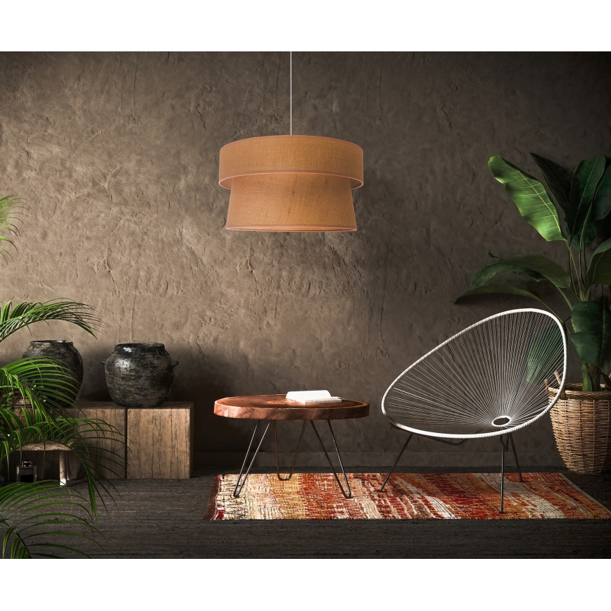 Duolla - Ljuskrona med textilsladd ETNIC 1xE27/40W/230V diameter 45 cm beige