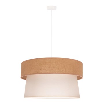 Duolla - Ljuskrona med textilsladd ETNIC 1xE27/40W/230V diameter 45 cm grädde/beige