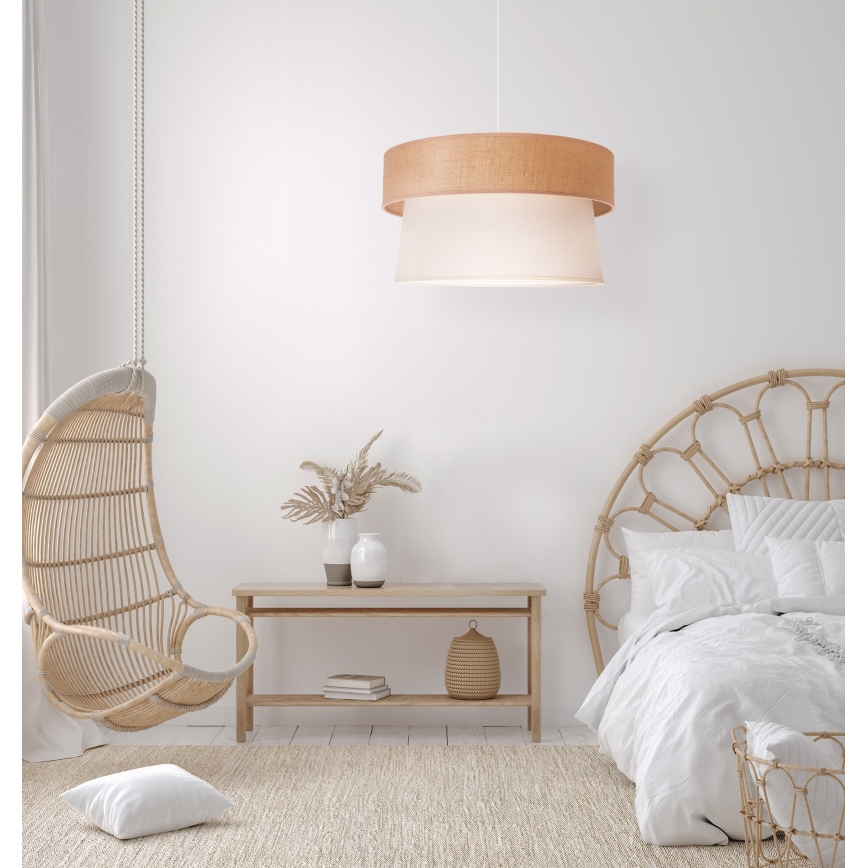 Duolla - Ljuskrona med textilsladd ETNIC 1xE27/40W/230V diameter 45 cm grädde/beige