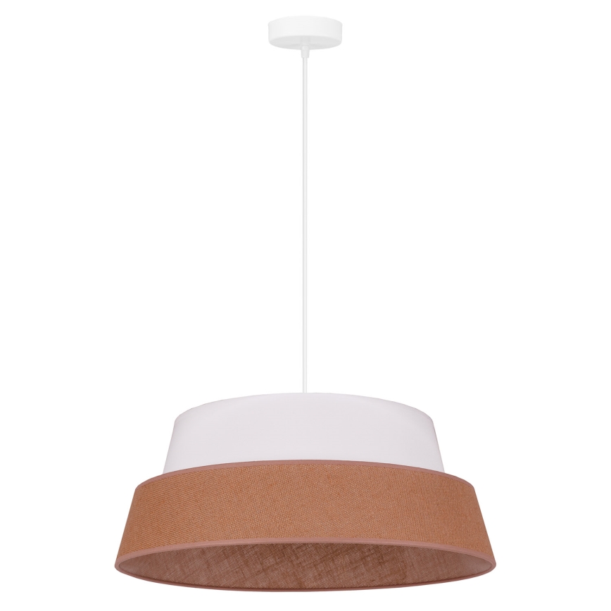 Duolla - Ljuskrona med textilsladd GALAXY 1xE27/15W/230V diameter 50 cm brun/vit