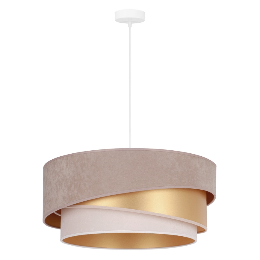 Duolla - Ljuskrona med textilsladd KOBO 1xE27/15W/230V diameter 45 cm beige/guld/grädde