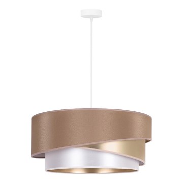 Duolla - Ljuskrona med textilsladd KOBO 1xE27/15W/230V diameter 45 cm beige/guld/vit