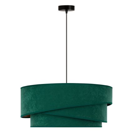 Duolla - Ljuskrona med textilsladd KOBO 1xE27/15W/230V diameter 45 cm grön/guld