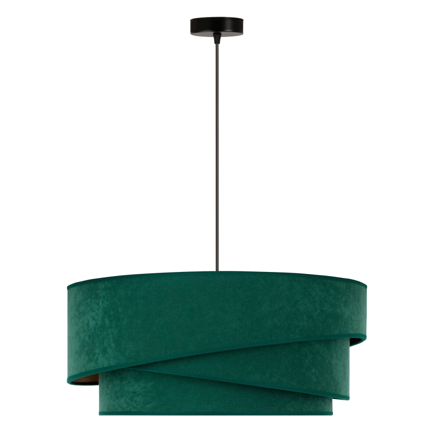 Duolla - Ljuskrona med textilsladd KOBO 1xE27/15W/230V diameter 45 cm grön/guld