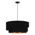 Duolla - Ljuskrona med textilsladd KOBO 1xE27/15W/230V diameter 45 cm svart/guld