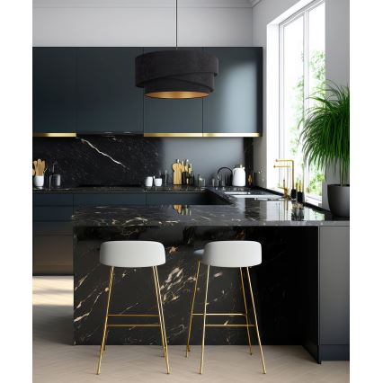 Duolla - Ljuskrona med textilsladd KOBO 1xE27/15W/230V diameter 45 cm svart/guld