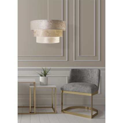 Duolla - Ljuskrona med textilsladd LUNETA 1xE27/40W/230V diameter 45 cm grädde