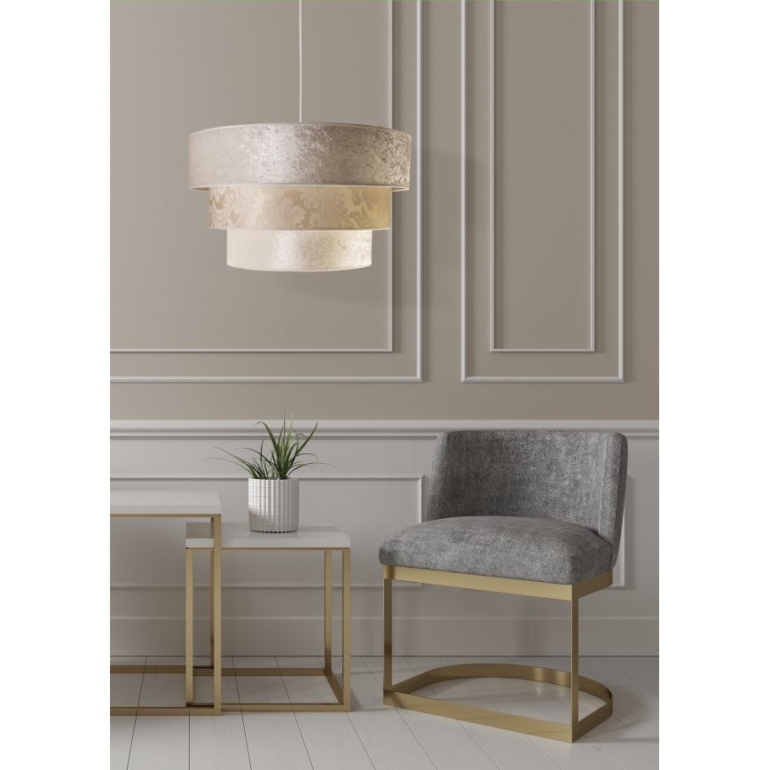 Duolla - Ljuskrona med textilsladd LUNETA 1xE27/40W/230V diameter 45 cm grädde