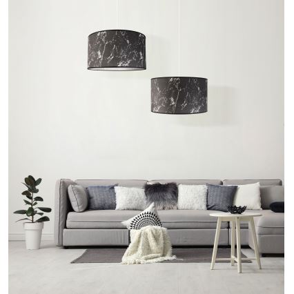 Duolla - Ljuskrona med textilsladd MARBLE 1xE27/40W/230V diameter 45 cm svart/vit