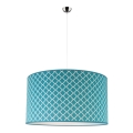 Duolla - Ljuskrona med textilsladd MAROKO 1xE27/40W/230V diameter 45 cm turkos/vit