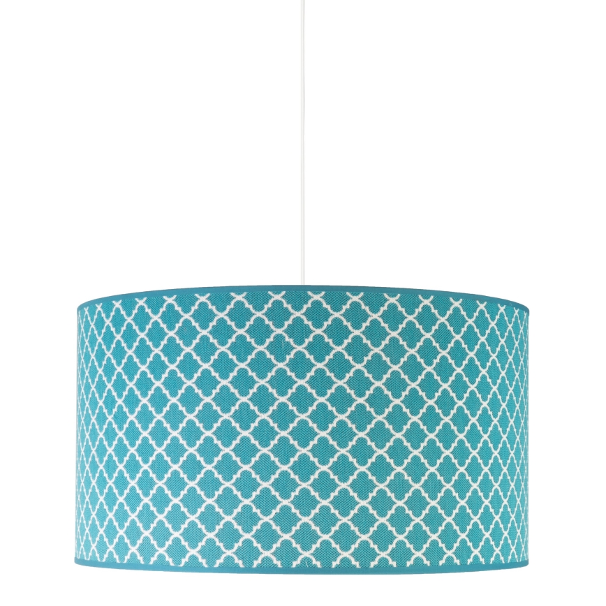 Duolla - Ljuskrona med textilsladd MAROKO 1xE27/40W/230V diameter 45 cm turkos/vit