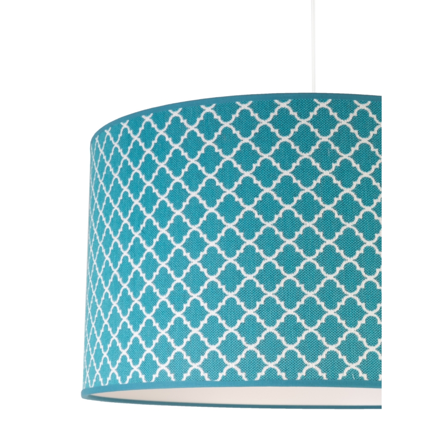 Duolla - Ljuskrona med textilsladd MAROKO 1xE27/40W/230V diameter 45 cm turkos/vit