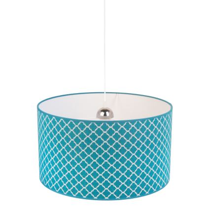 Duolla - Ljuskrona med textilsladd MAROKO 1xE27/40W/230V diameter 45 cm turkos/vit