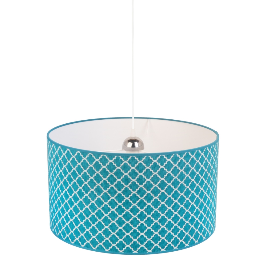 Duolla - Ljuskrona med textilsladd MAROKO 1xE27/40W/230V diameter 45 cm turkos/vit