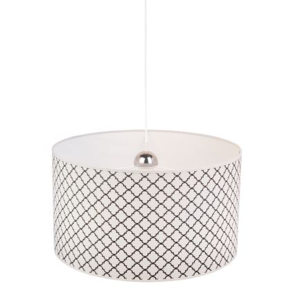 Duolla - Ljuskrona med textilsladd MAROKO 1xE27/40W/230V diameter 45 cm vit/svart