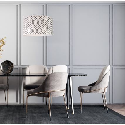 Duolla - Ljuskrona med textilsladd MAROKO 1xE27/40W/230V diameter 45 cm vit/svart