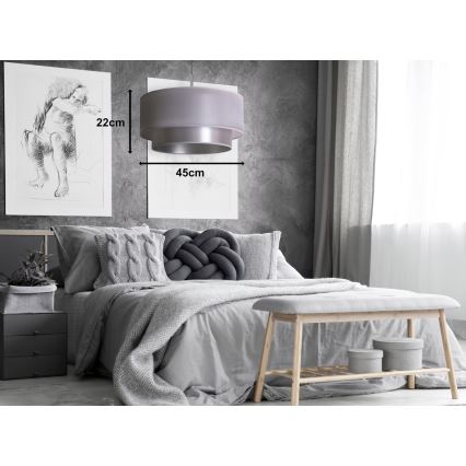 Duolla - Ljuskrona med textilsladd NANTES 1xE27/15W/230V diameter 45 cm silver