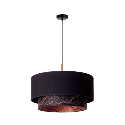 Duolla - Ljuskrona med textilsladd NANTES 1xE27/15W/230V diameter 45 cm svart/koppar