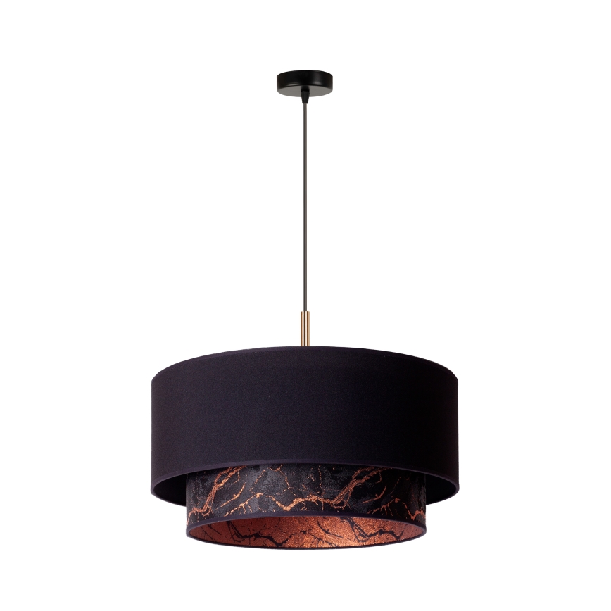 Duolla - Ljuskrona med textilsladd NANTES 1xE27/15W/230V diameter 45 cm svart/koppar