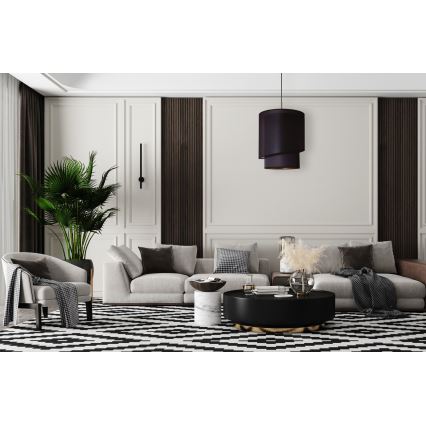 Duolla - Ljuskrona med textilsladd PARIS 1xE27/15W/230V diameter 40 cm svart/gyllene