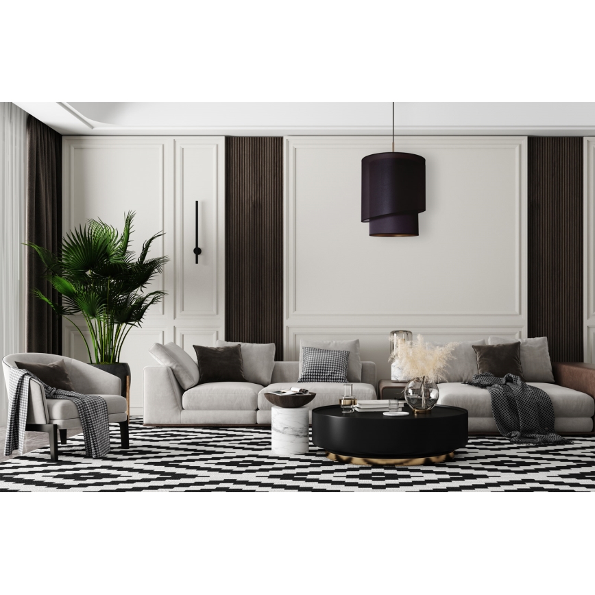 Duolla - Ljuskrona med textilsladd PARIS 1xE27/15W/230V diameter 40 cm svart/gyllene