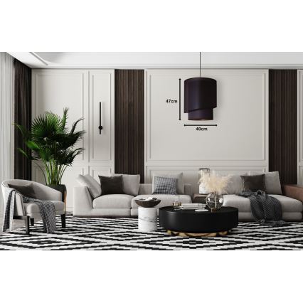 Duolla - Ljuskrona med textilsladd PARIS 1xE27/15W/230V diameter 40 cm svart/gyllene