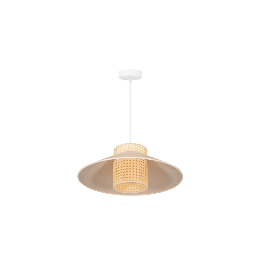 Duolla - Ljuskrona med textilsladd RIO RATTAN 1xE27/15W/230V diameter 45 cm beige/rotting