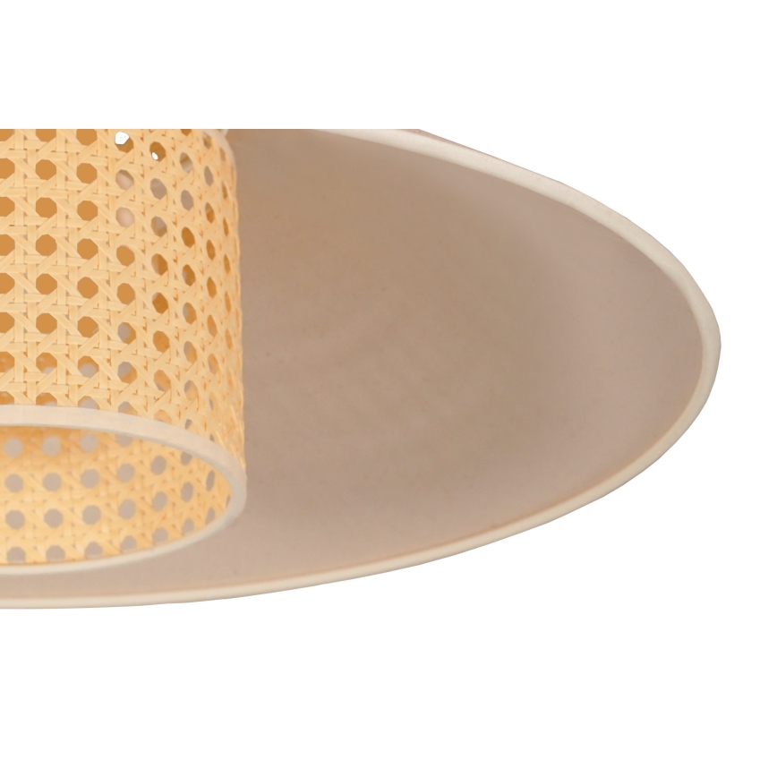 Duolla - Ljuskrona med textilsladd RIO RATTAN 1xE27/15W/230V diameter 45 cm beige/rotting
