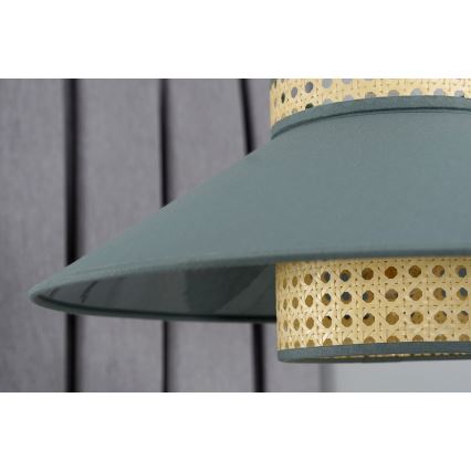 Duolla - Ljuskrona med textilsladd RIO RATTAN 1xE27/15W/230V diameter 45 cm grön/rotting