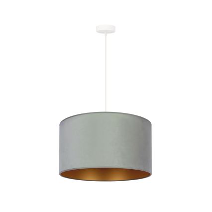 Duolla - Ljuskrona med textilsladd ROLLER 1xE27/15W/230V belysning diameter 40 cm grön/guld