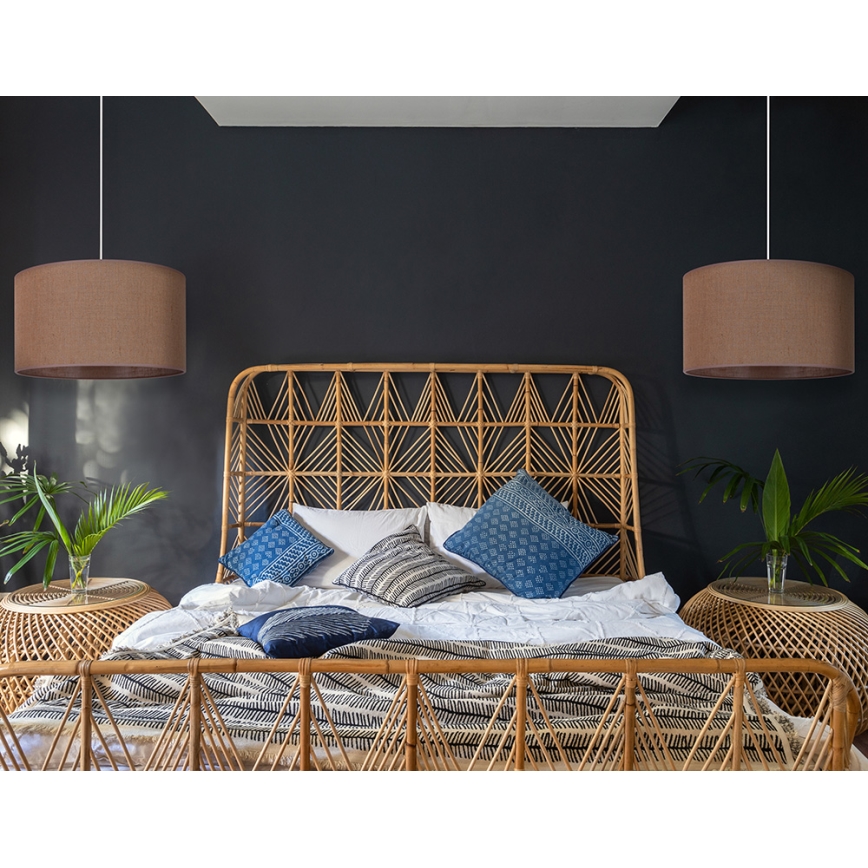 Duolla - Ljuskrona med textilsladd ROLLER 1xE27/15W/230V diameter 40 cm brun