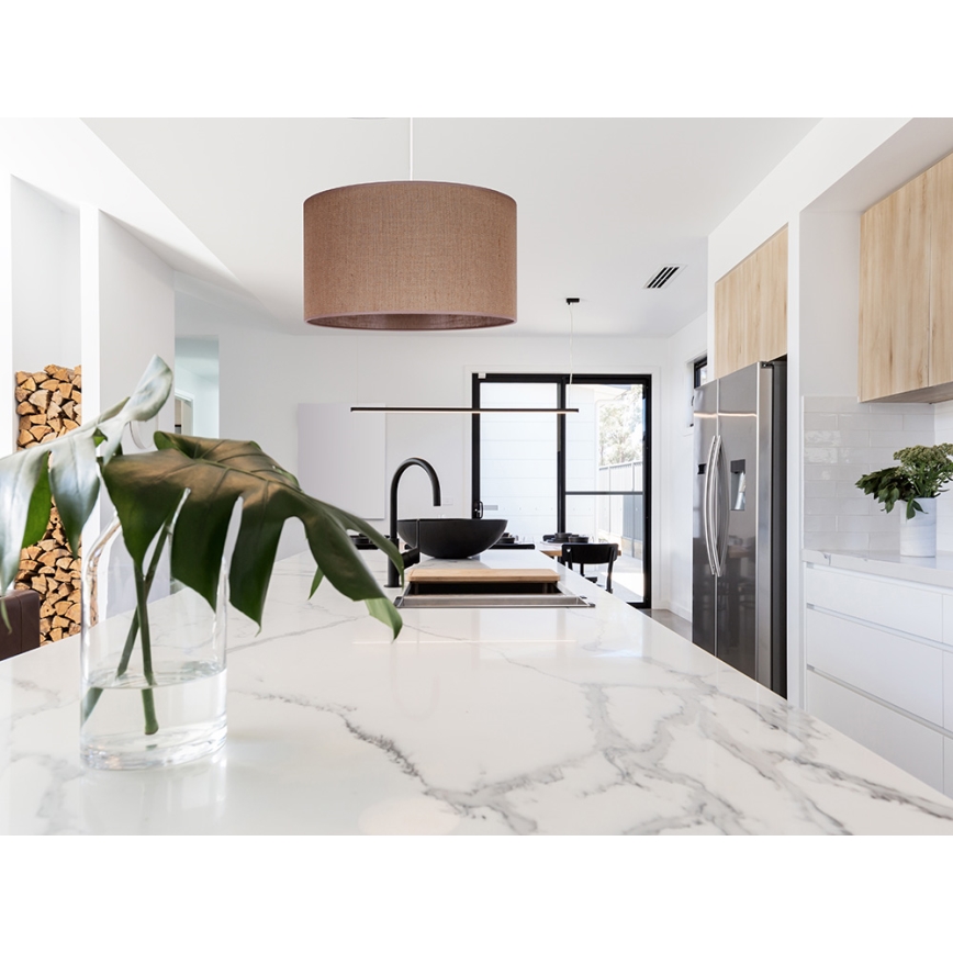 Duolla - Ljuskrona med textilsladd ROLLER 1xE27/15W/230V diameter 40 cm brun