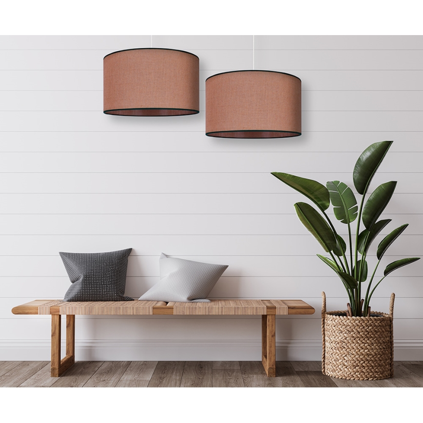 Duolla - Ljuskrona med textilsladd ROLLER 1xE27/15W/230V diameter 40 cm brun/svart