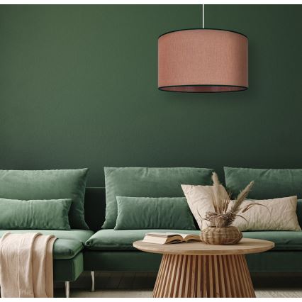 Duolla - Ljuskrona med textilsladd ROLLER 1xE27/15W/230V diameter 40 cm brun/svart