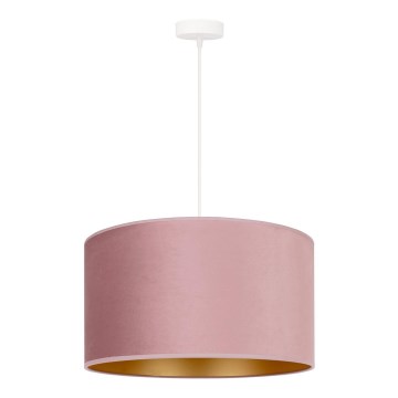 Duolla - Ljuskrona med textilsladd ROLLER 1xE27/15W/230V diameter 40 cm rosa/guld