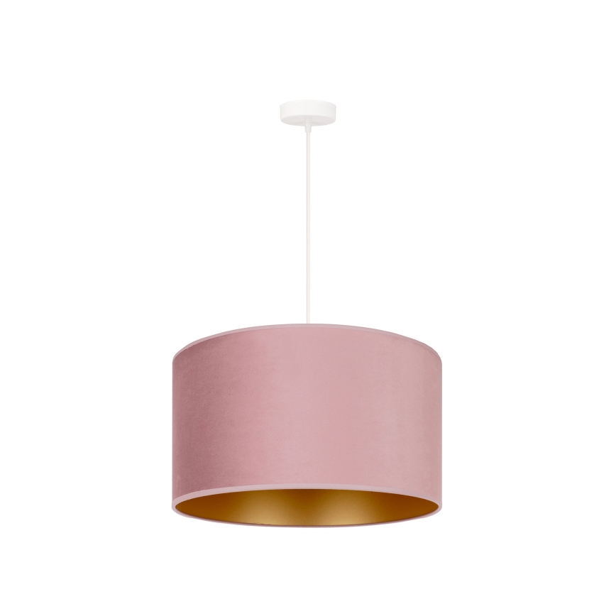 Duolla - Ljuskrona med textilsladd ROLLER 1xE27/15W/230V diameter 40 cm rosa/guld