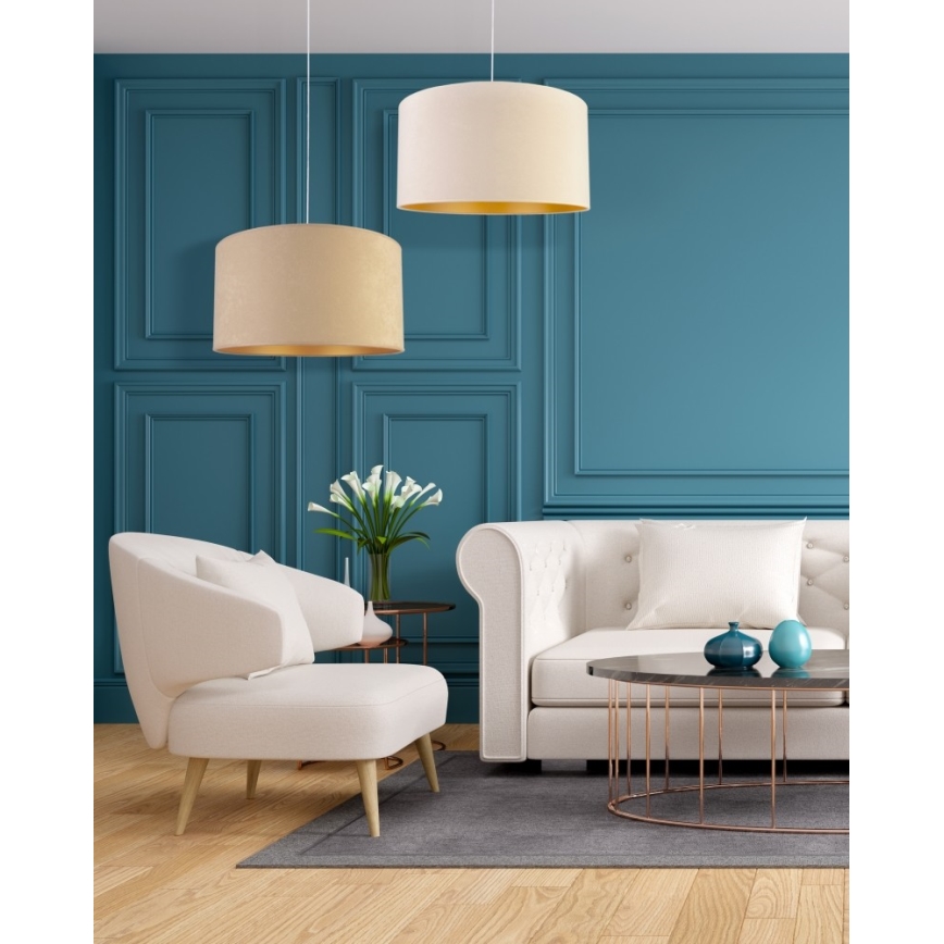 Duolla - Ljuskrona med textilsladd ROLLER 1xE27/40W/230V diameter 40 cm grädde