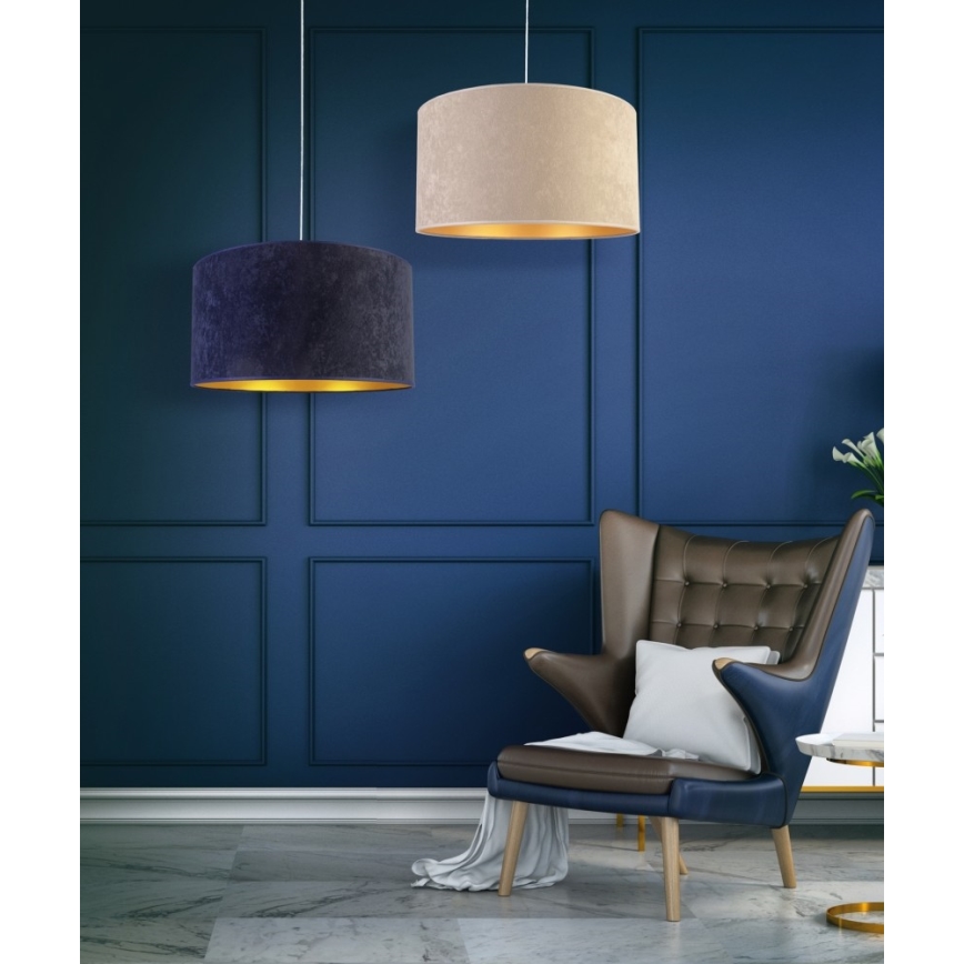 Duolla - Ljuskrona med textilsladd ROLLER 1xE27/40W/230V diameter 40 cm grädde