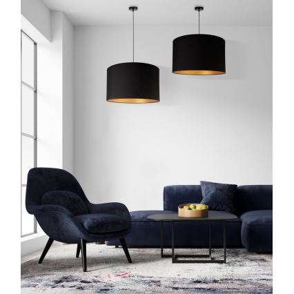 Duolla - Ljuskrona med textilsladd ROLLER 1xE27/40W/230V diameter 45 cm svart