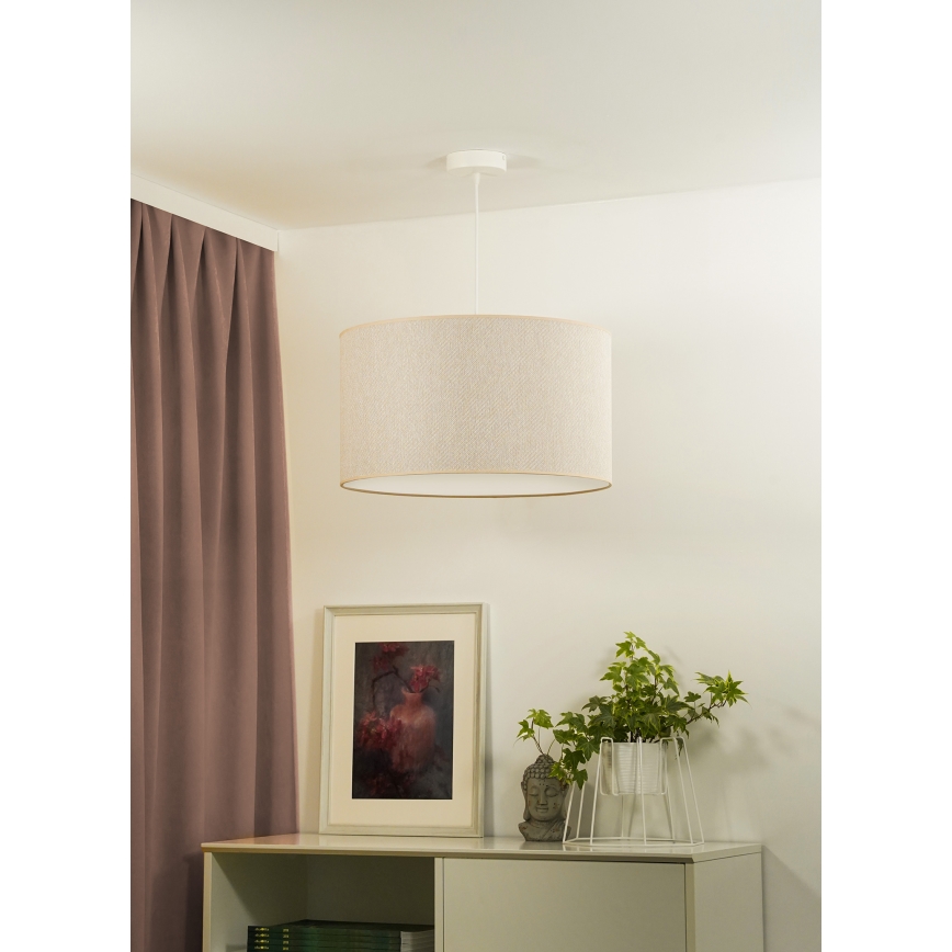 Duolla - Ljuskrona med textilsladd ROLLER ECO RECYCLING 1xE27/15W/230V diameter 45 cm grädde