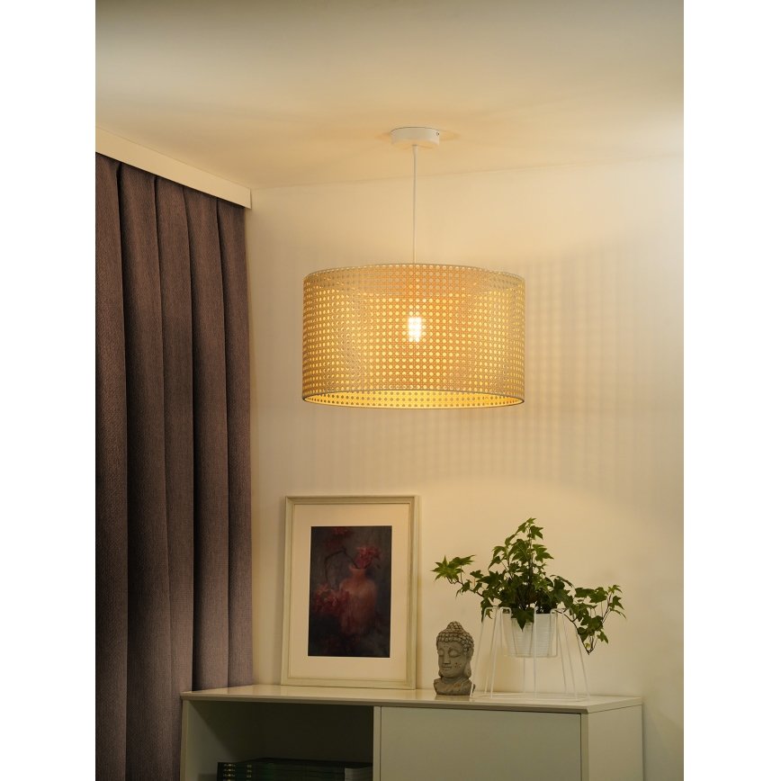 Duolla - Ljuskrona med textilsladd ROLLER RATTAN 1xE27/15W/230V diameter 45 cm beige