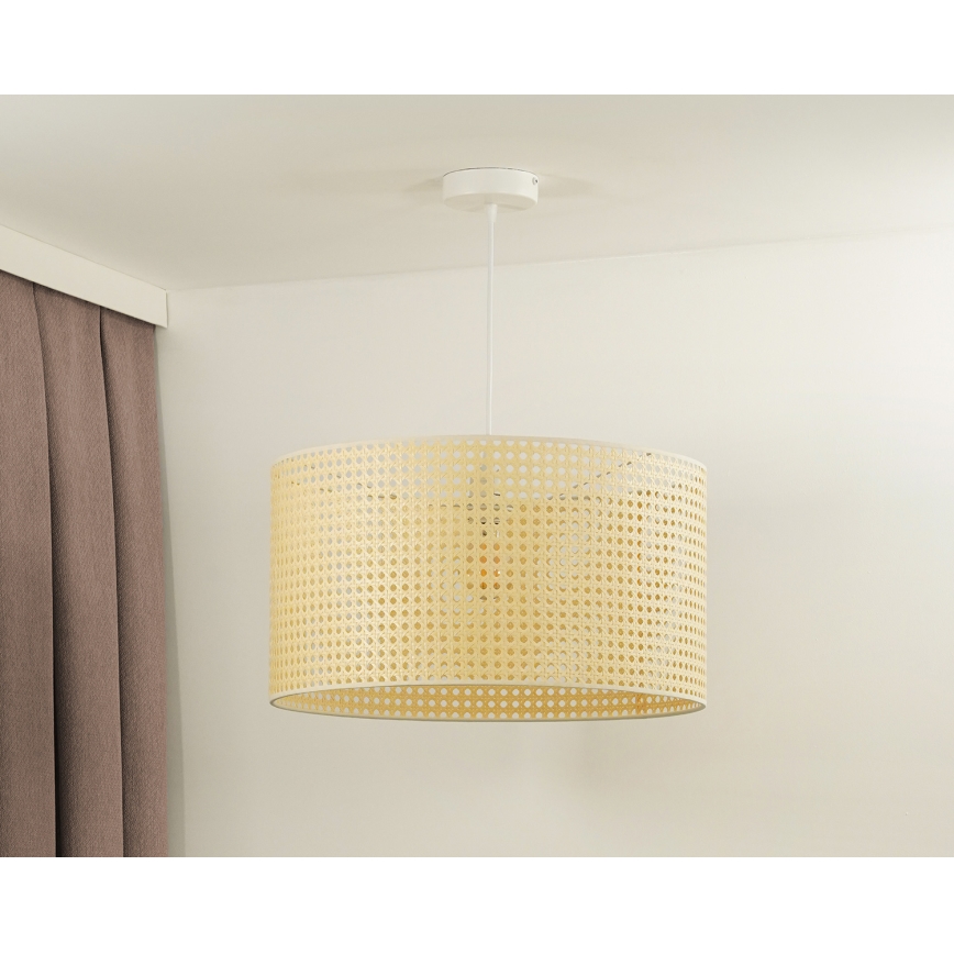 Duolla - Ljuskrona med textilsladd ROLLER RATTAN 1xE27/15W/230V diameter 45 cm beige