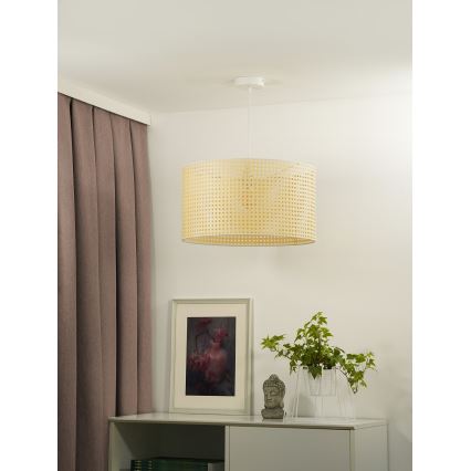 Duolla - Ljuskrona med textilsladd ROLLER RATTAN 1xE27/15W/230V diameter 45 cm beige