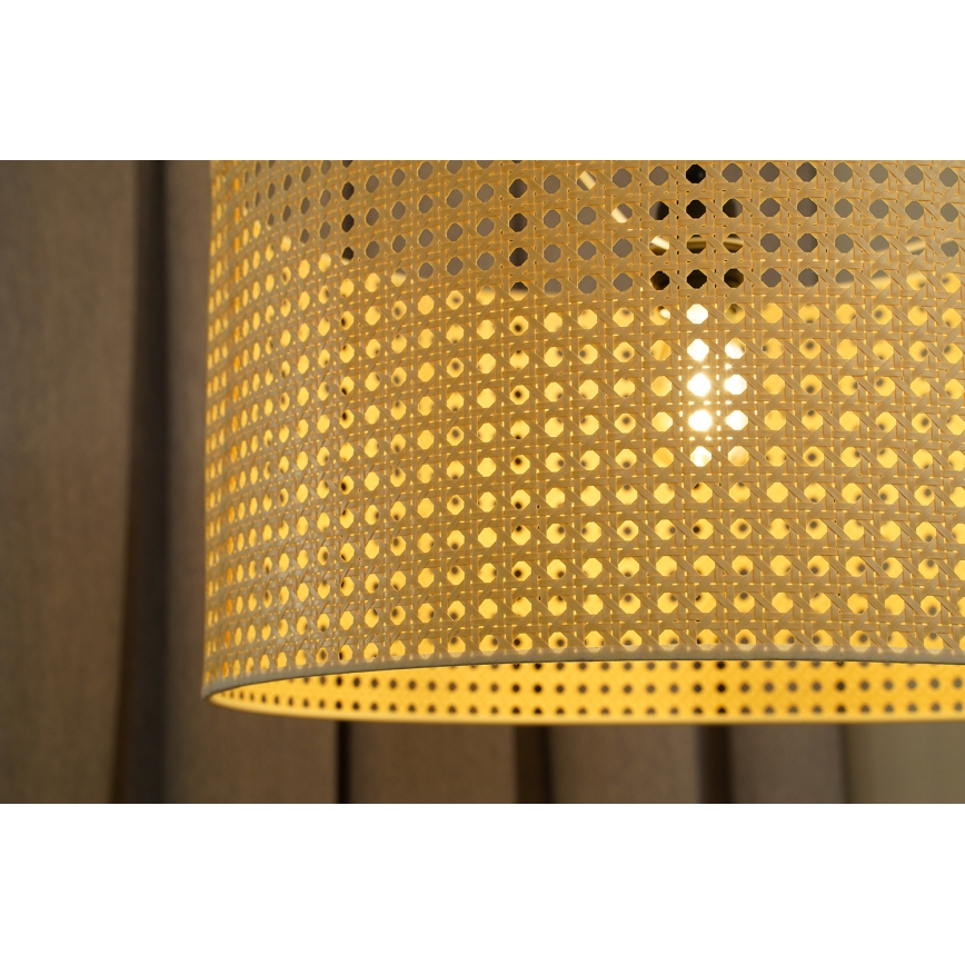 Duolla - Ljuskrona med textilsladd ROLLER RATTAN 1xE27/15W/230V diameter 45 cm beige