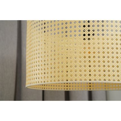 Duolla - Ljuskrona med textilsladd ROLLER RATTAN 1xE27/15W/230V diameter 45 cm beige
