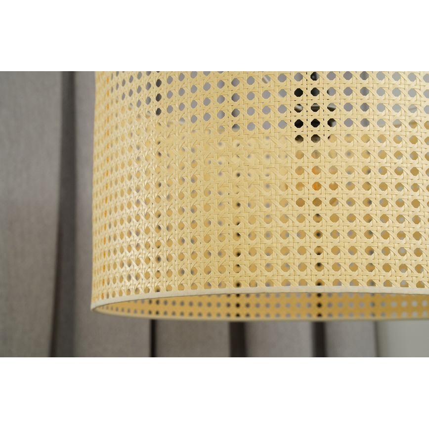 Duolla - Ljuskrona med textilsladd ROLLER RATTAN 1xE27/15W/230V diameter 45 cm beige