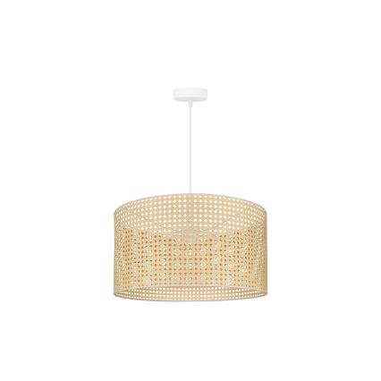 Duolla - Ljuskrona med textilsladd ROLLER RATTAN 1xE27/15W/230V diameter 45 cm beige